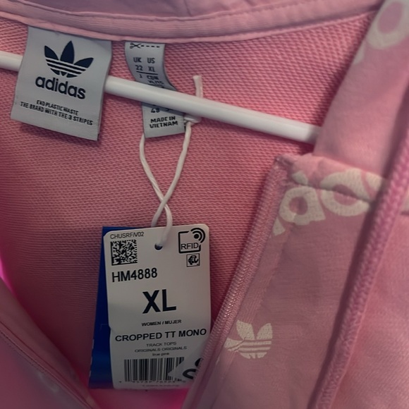 Adidas cropped signature hooded jacket XL NWT - Picture 2 of 6